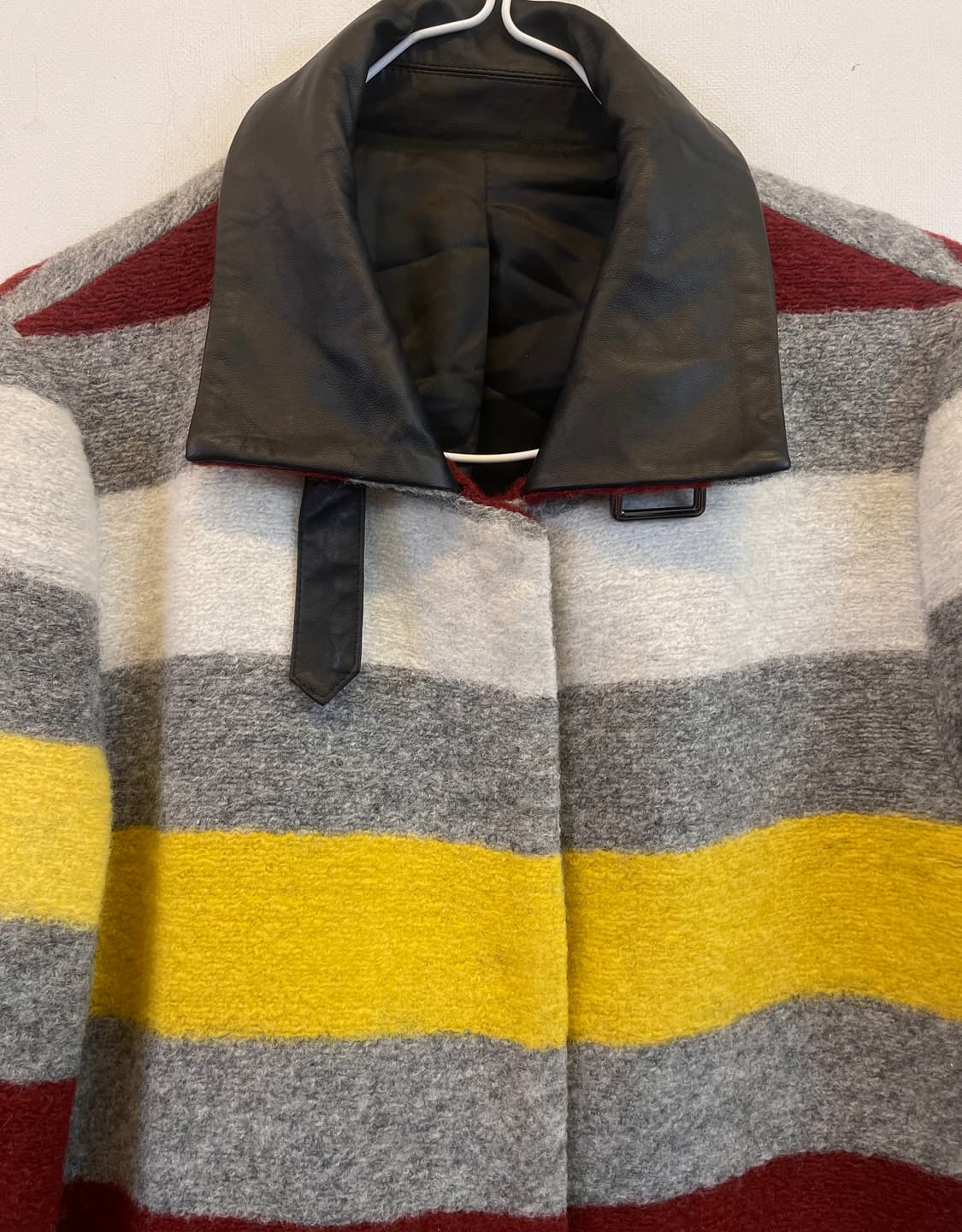 수입 스트라이프 울100%코트 새상품:) 여성모직롱코트 하객룩데이트룩 상품이미지3