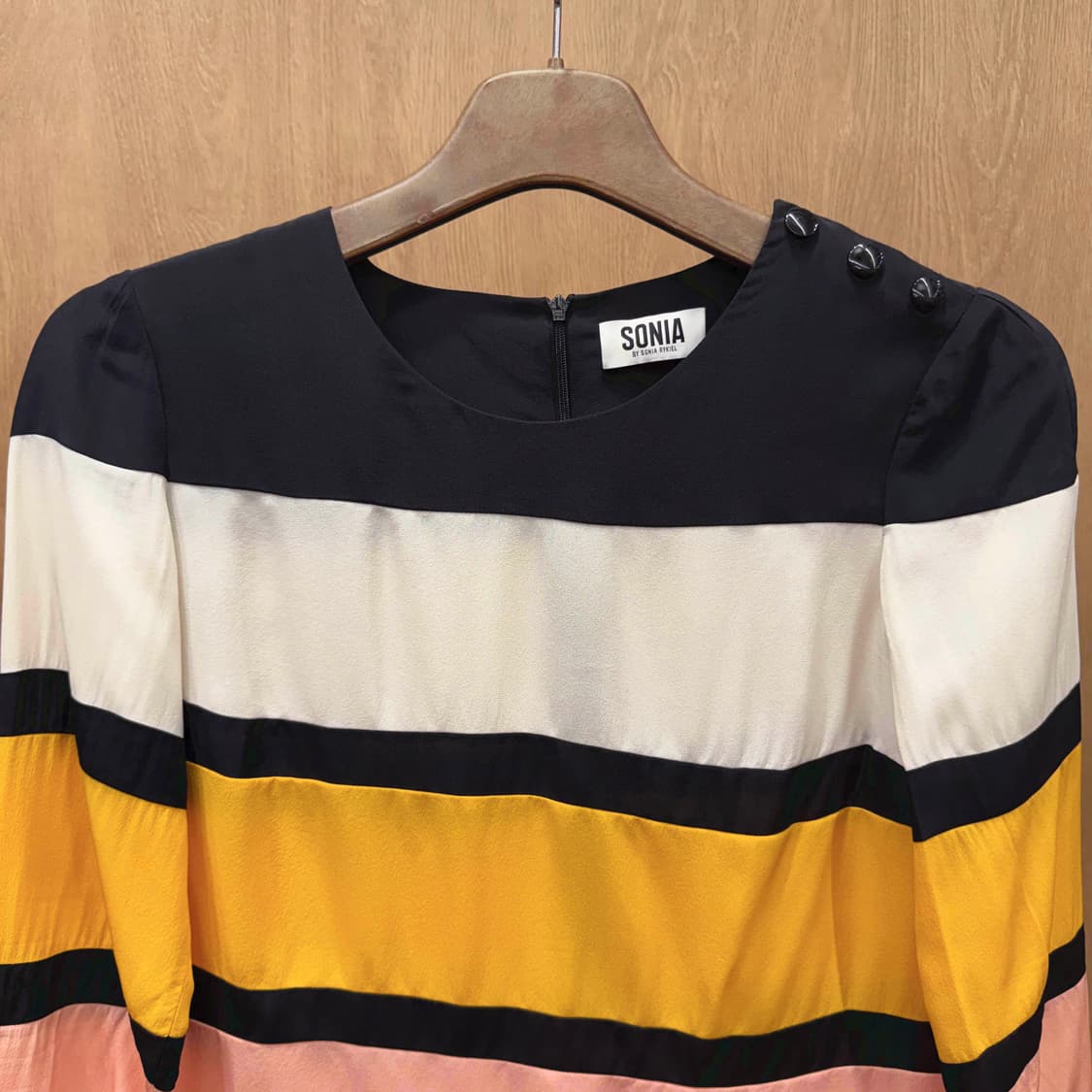 소니아 리키엘 스트라이프 배색 블라우스 숄더 버튼 디테일 멀티 컬러 상품이미지4