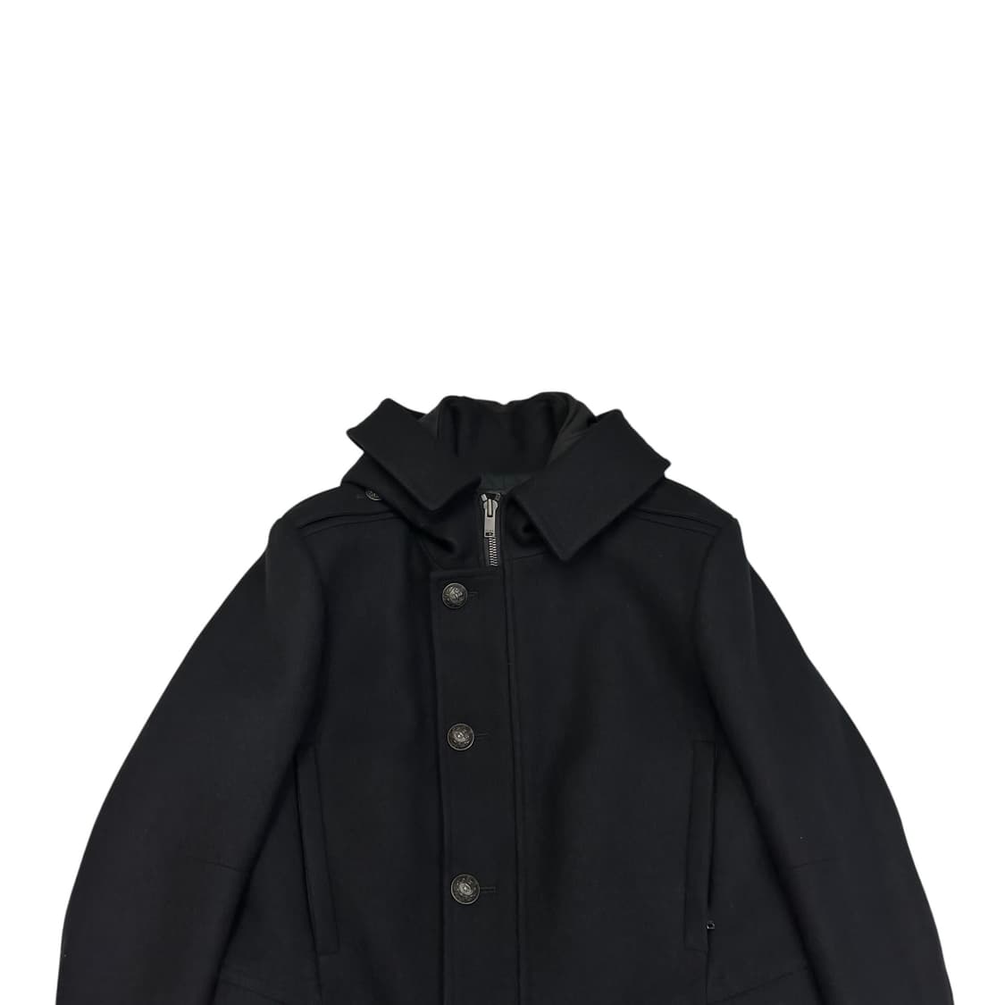 타임 한섬 블랙 양모 캐시미어 후드 코트 상품이미지2