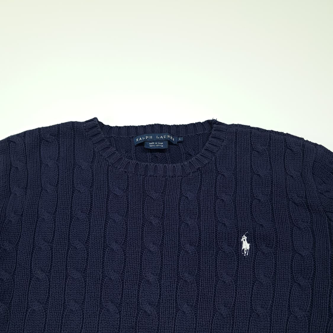 CK002 L 폴로 00s 케이블 화이트포니 네이비 니트스웨터 상품이미지2