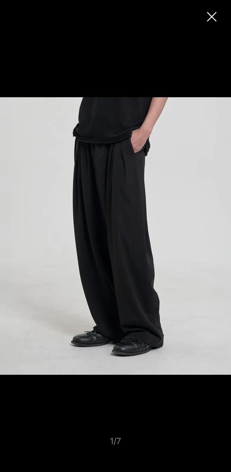 주앙옴므 와이드 슬랙스 블랙 S 상품이미지1