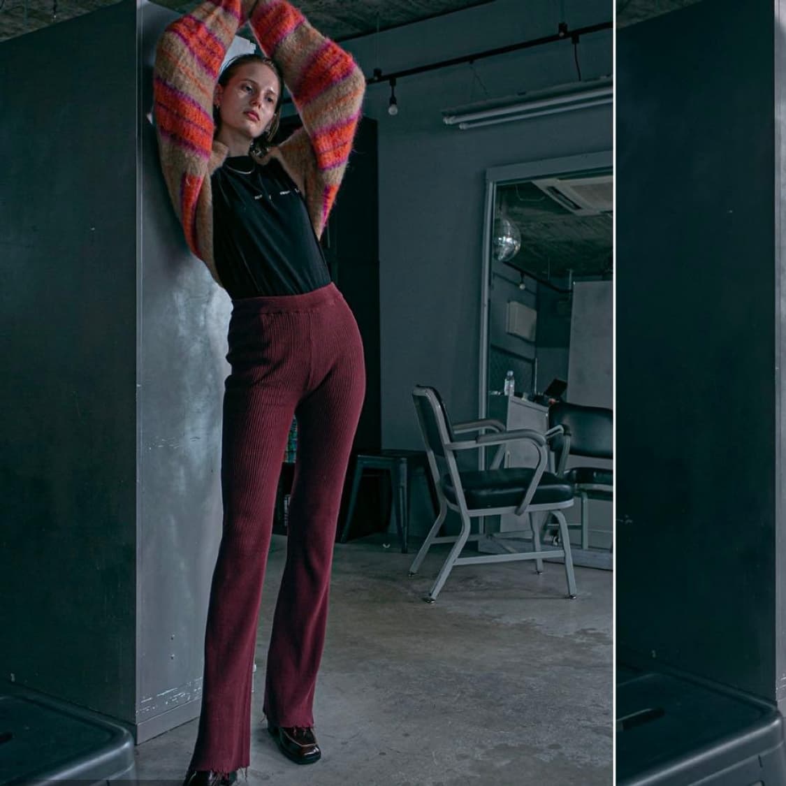 퍼버즈 립라인팬츠 버건디 와인 컬러 상품이미지3