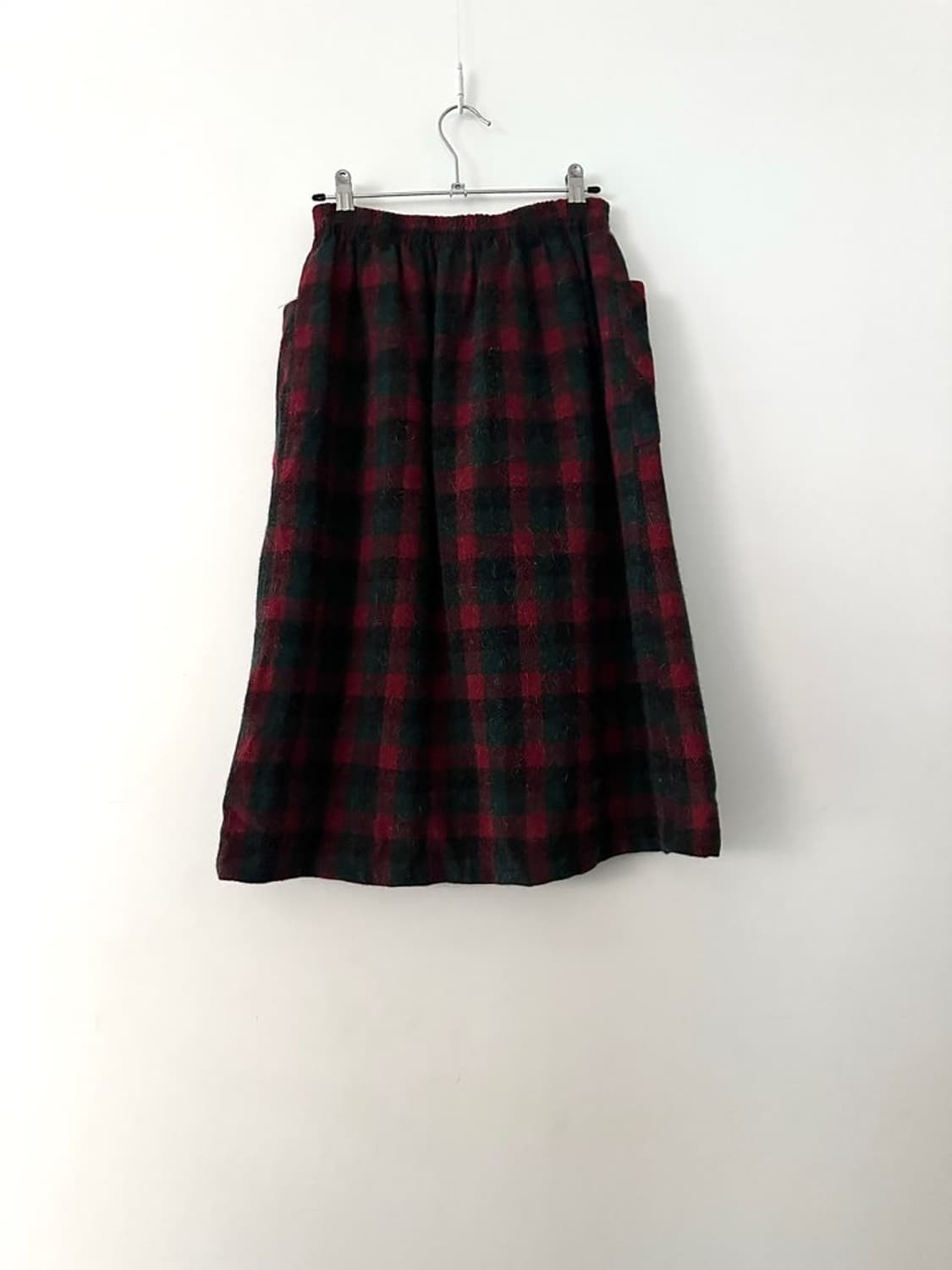 Check pintuck pocket skirt / red 상품이미지4