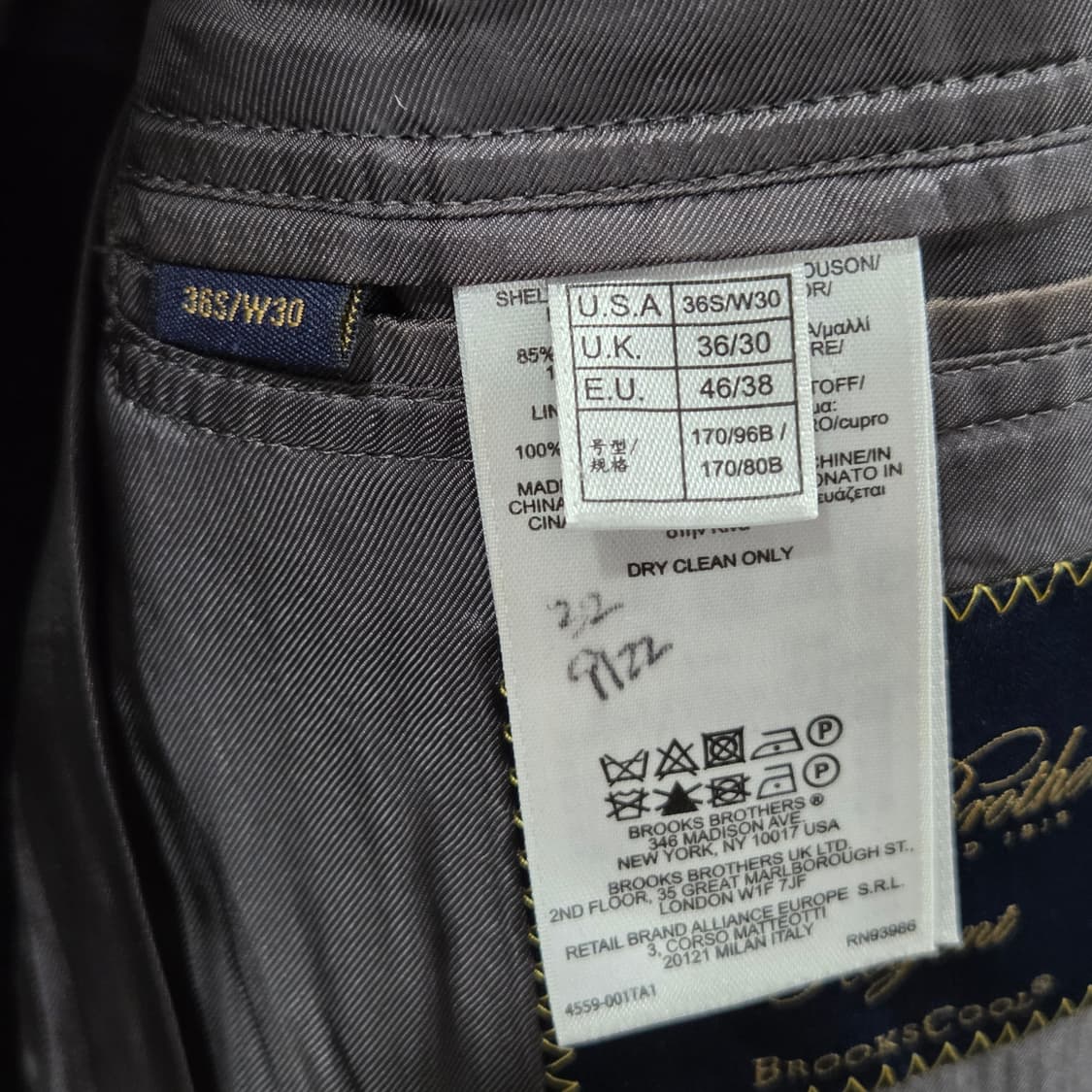 브룩스브라더스 체크 블레이저 자켓 36/30 상품이미지4