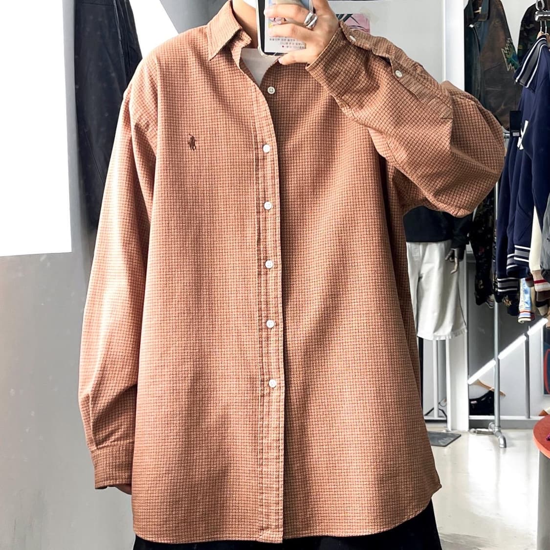 폴로 랄프로렌 기본 포니 브릭 플란넬 체크 셔츠 상품이미지1