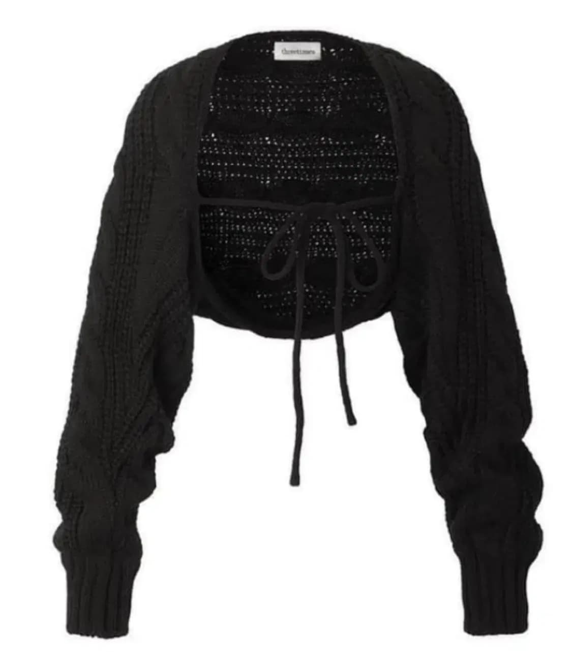 (색별로 각각 판매) 쓰리타임즈 케이블 울 볼레로 쓰탐 가디건 블랙  상품이미지1