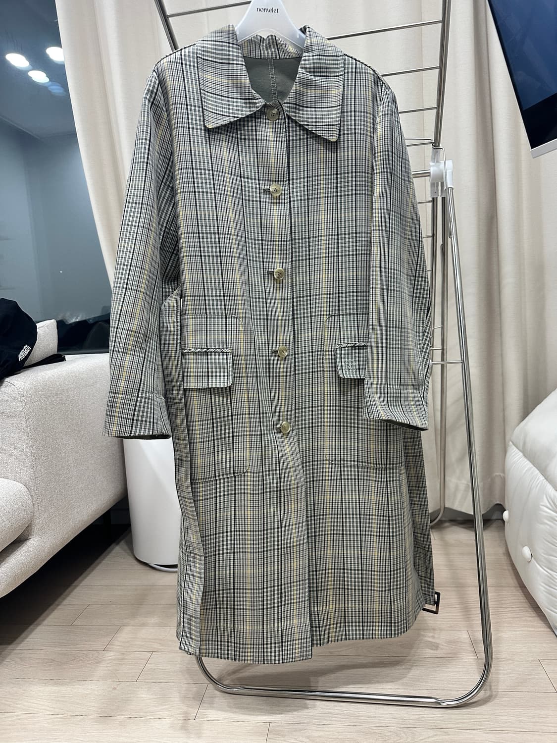 프론트로우x렉토 체크 리버시블 트렌치코트 S 상품이미지3