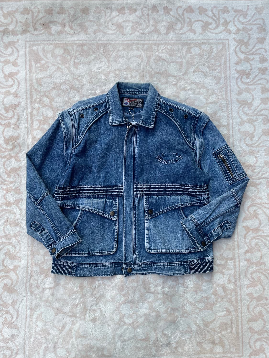 빈티지 y2k 워싱 데님 바이커 자켓 (어깨 탈부착) 상품이미지3