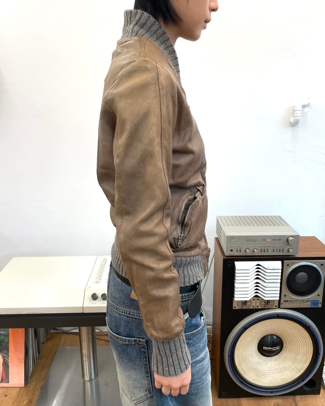 [40] 조르지오브라토 레더 블루종 자켓 상품이미지4