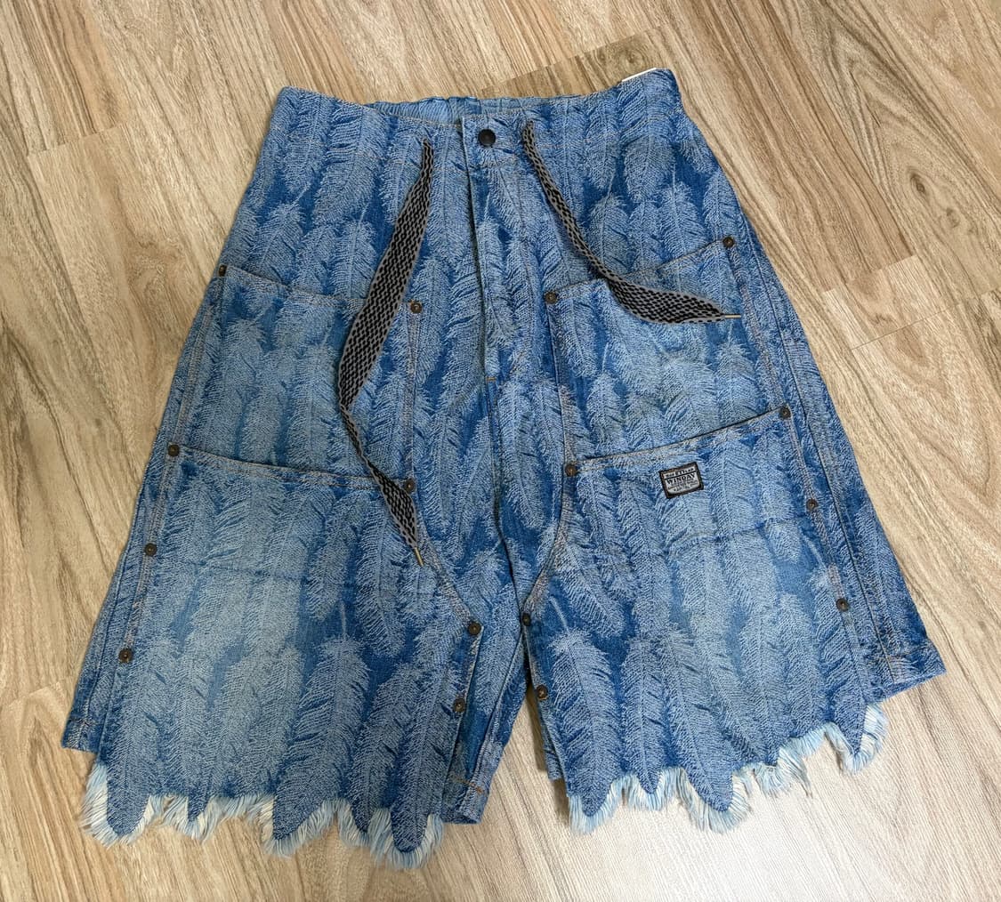 [3] 캐피탈 12온즈 맥파이 데님 W 니 이지 쇼츠 라이트 인디고 상품이미지1