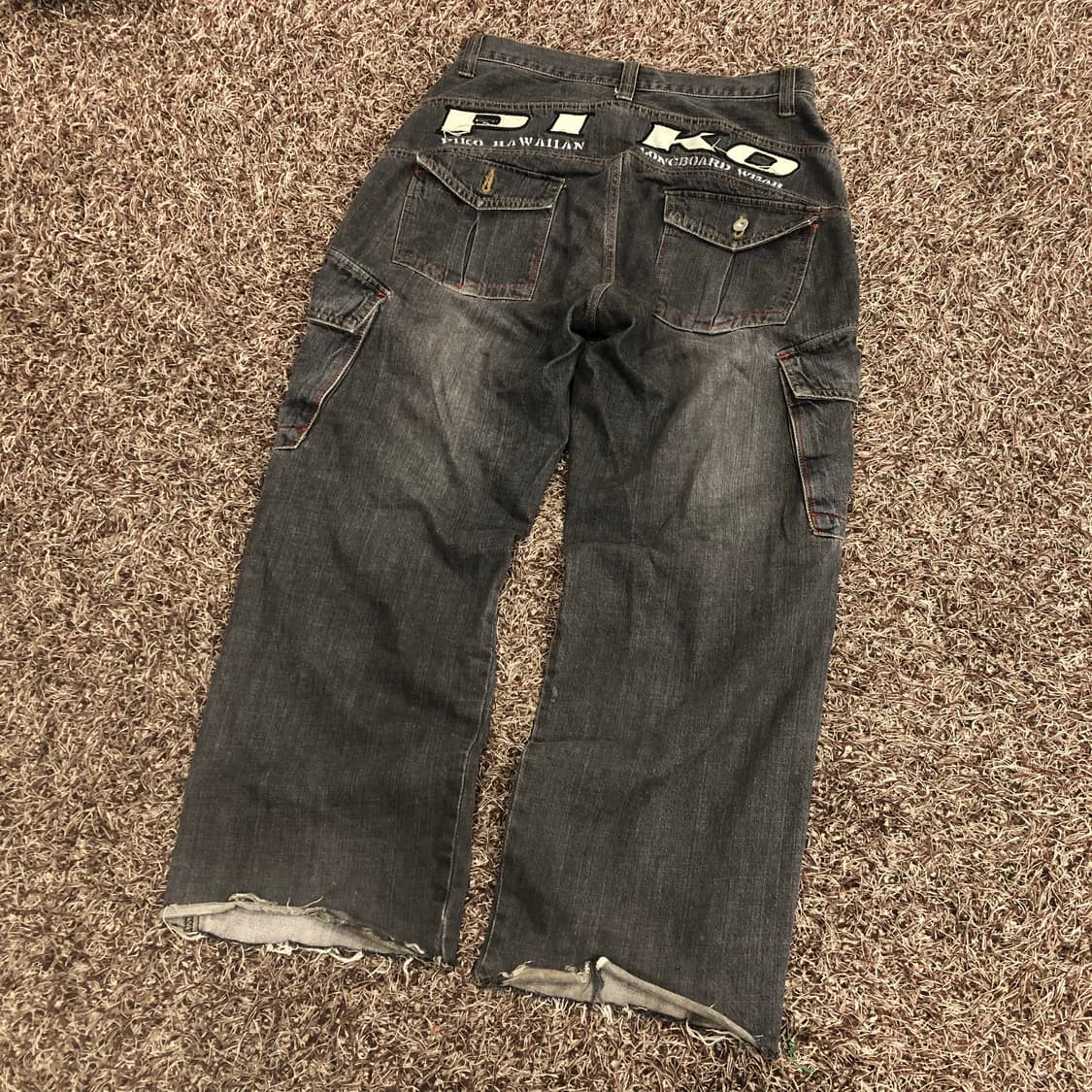 PIKO 블랙 워싱 데님 카고 팬츠 상품이미지5