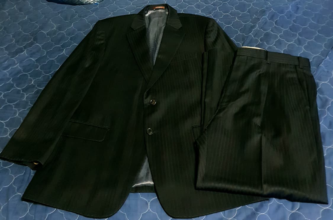 (00s 코오롱) 맨스타 피렌체 스트라이프 클래식 수트셋업 블랙 상품이미지1