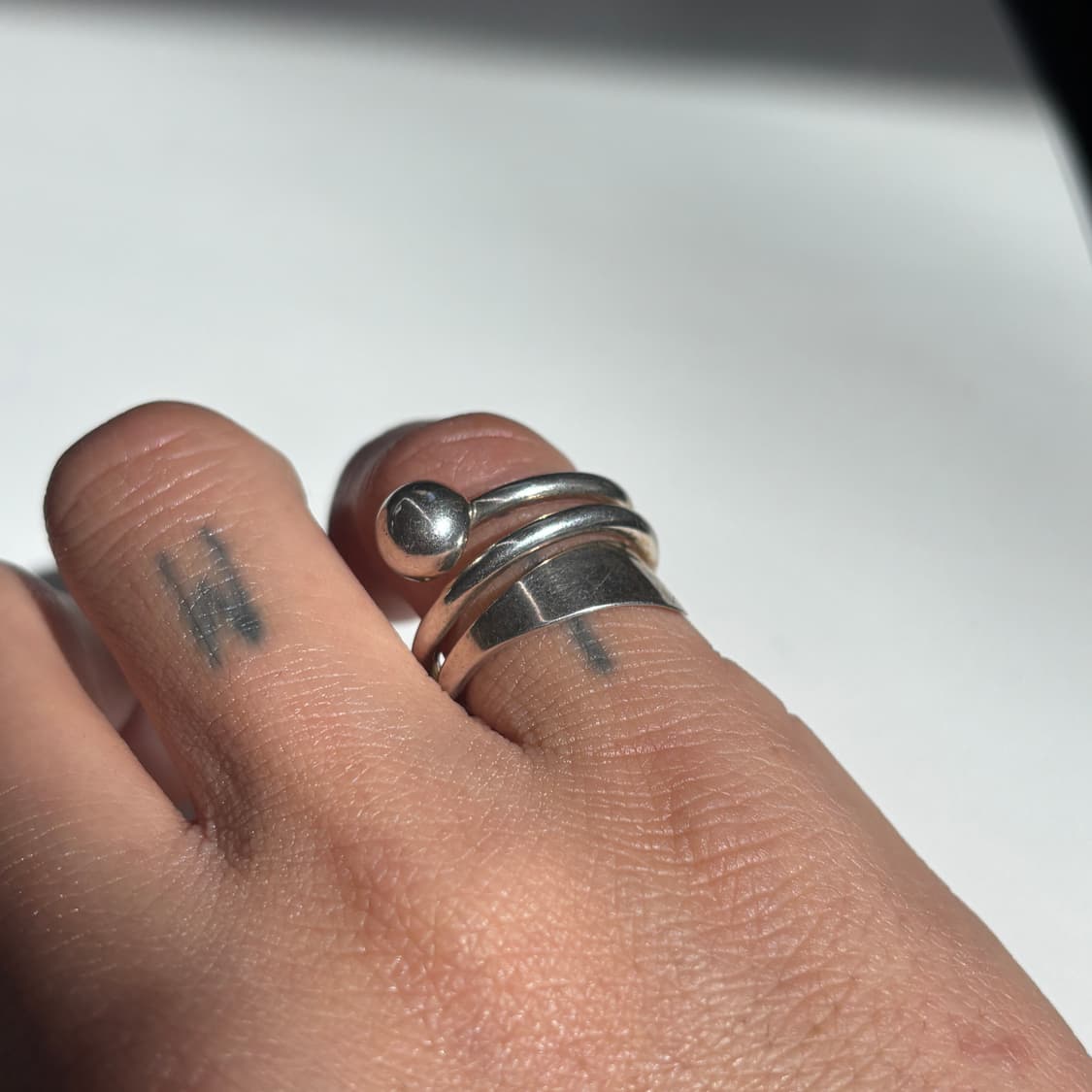 빈티지 멕시코 실버 925 볼 포인트 레이어드 스파이럴 링 상품이미지3