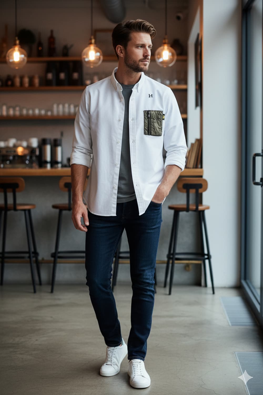 HBNS 남성 화이트 셔츠 (S)  상품이미지1