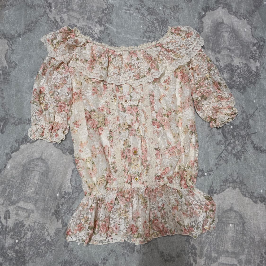 빈티지 리즈리사 고전 히메카지 플로럴 오프숄더 히메갸루 상품이미지4