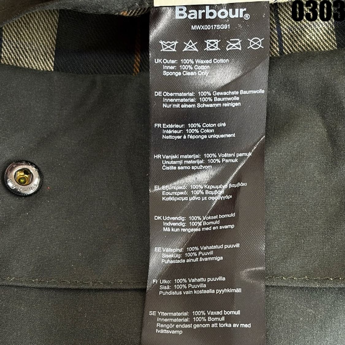 바버 Barbour 비포트 Beaufort 왁스 자켓 M 0303 상품이미지9