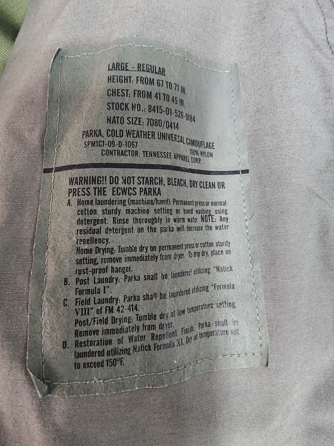 미군 ACU 고어텍스 방한 파카 L-R 새상품 상품이미지2