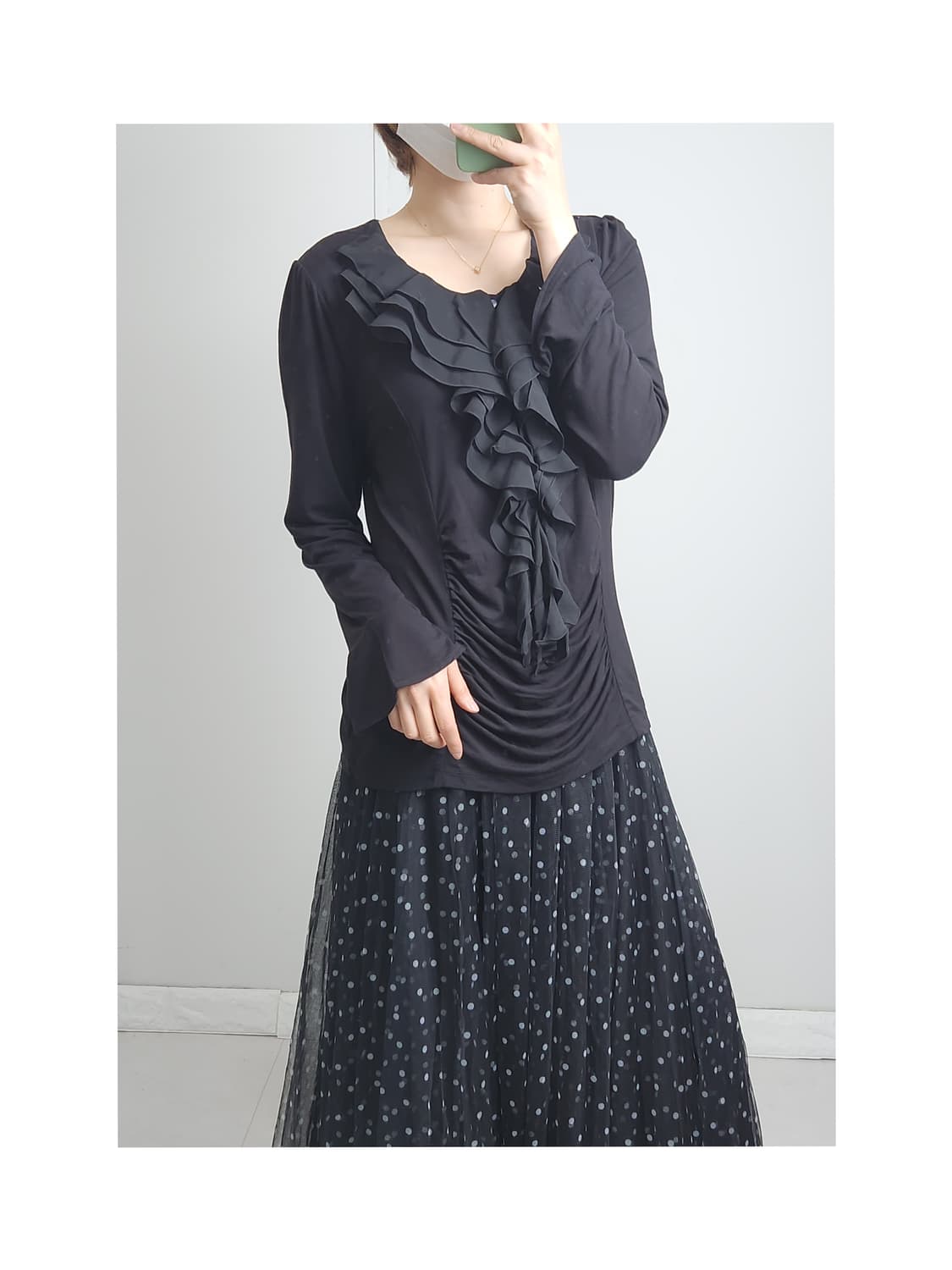 프릴•셔링 슬리브 탑 상품이미지1