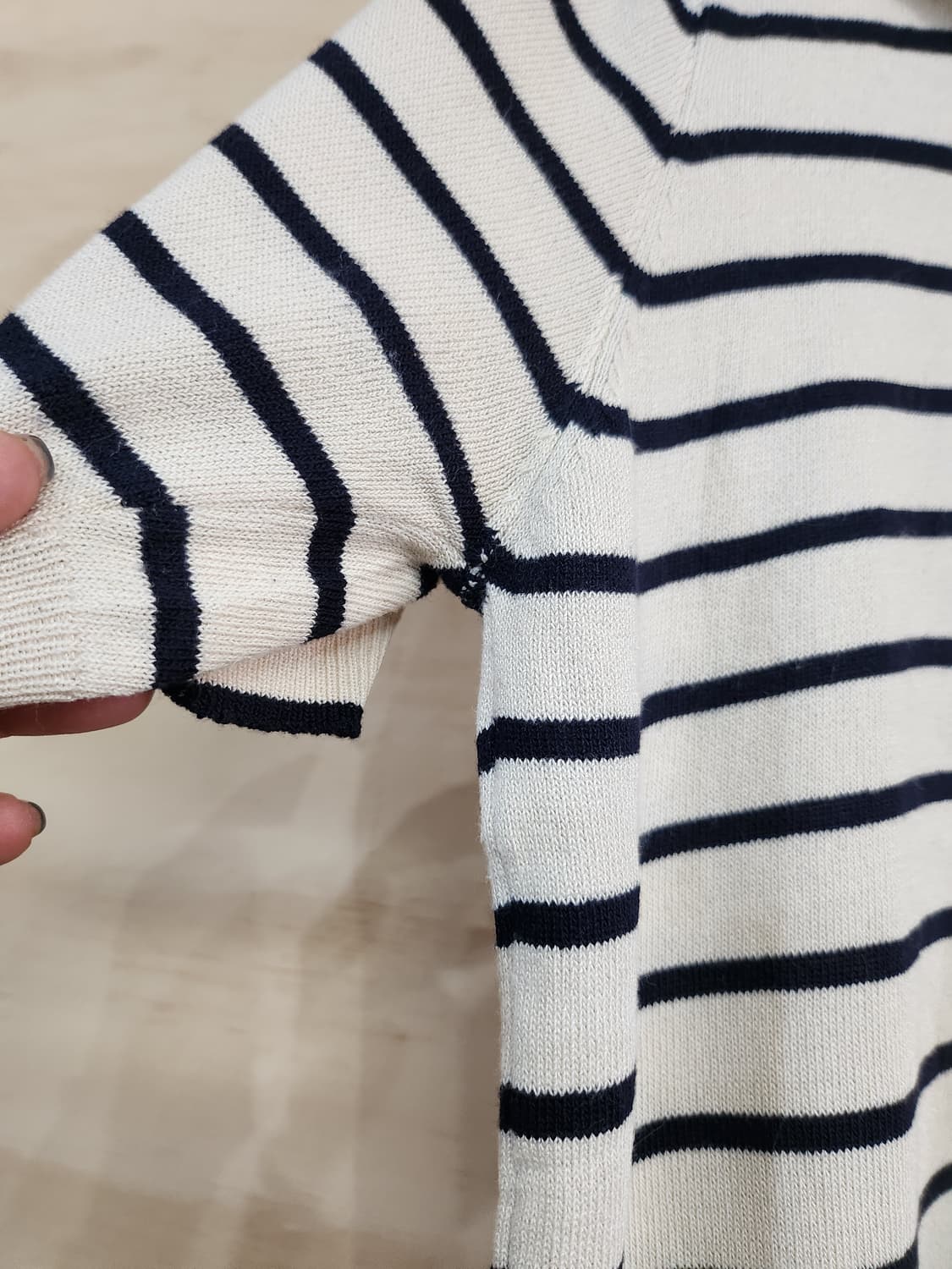 644) 스트라이프 반팔 카라 니트 상품이미지3