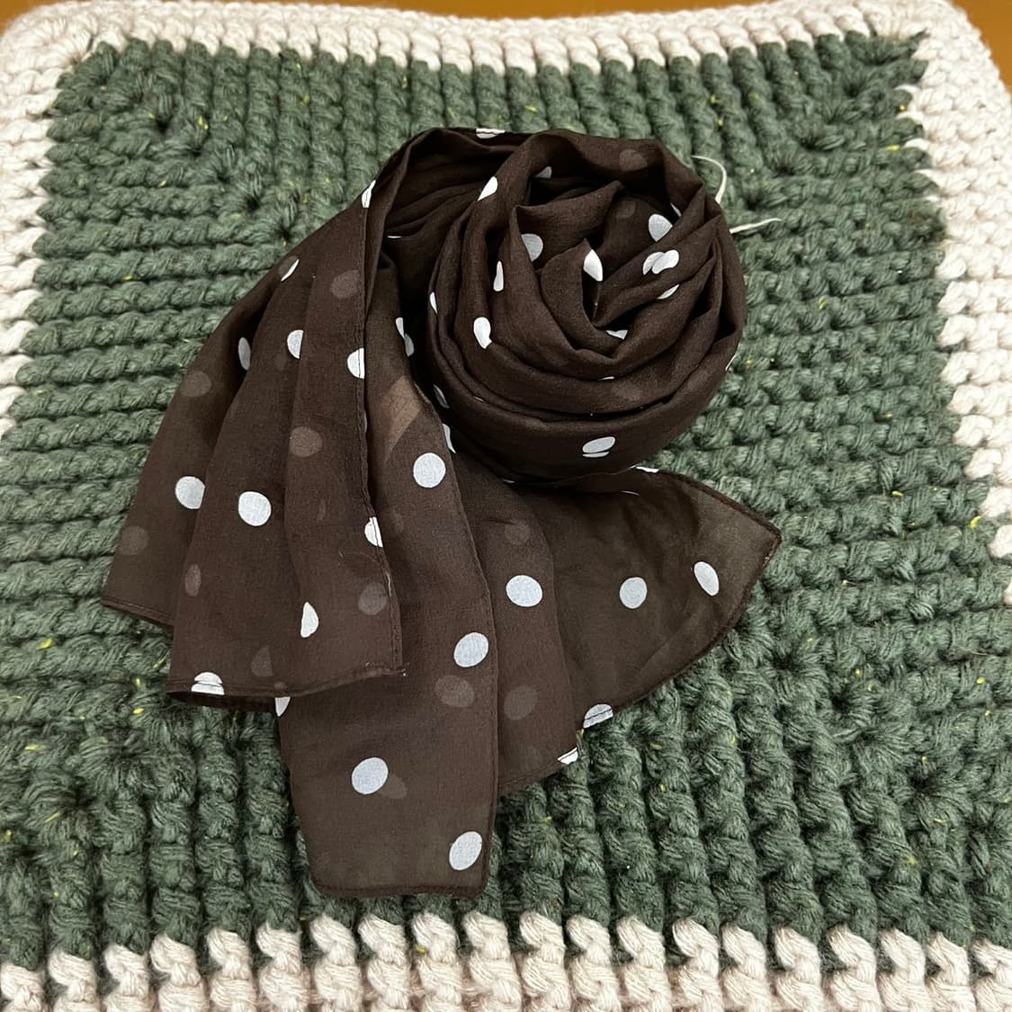 빈티지 모리걸 초코브라우니 땡땡이 도트 스카프 K0160 상품이미지3