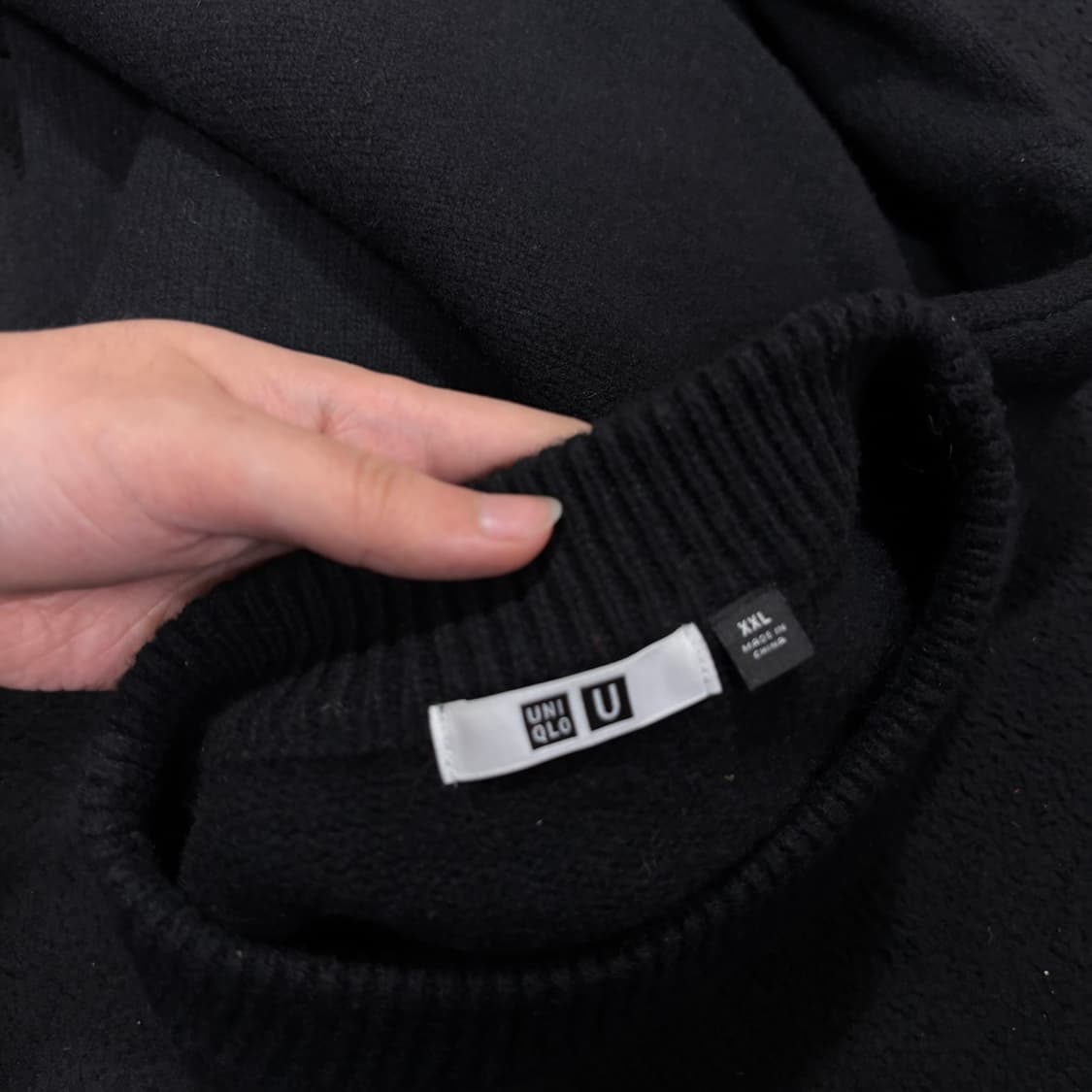 2XL 유니클로U 블랙 헤비울 크루넥 니트 상품이미지3
