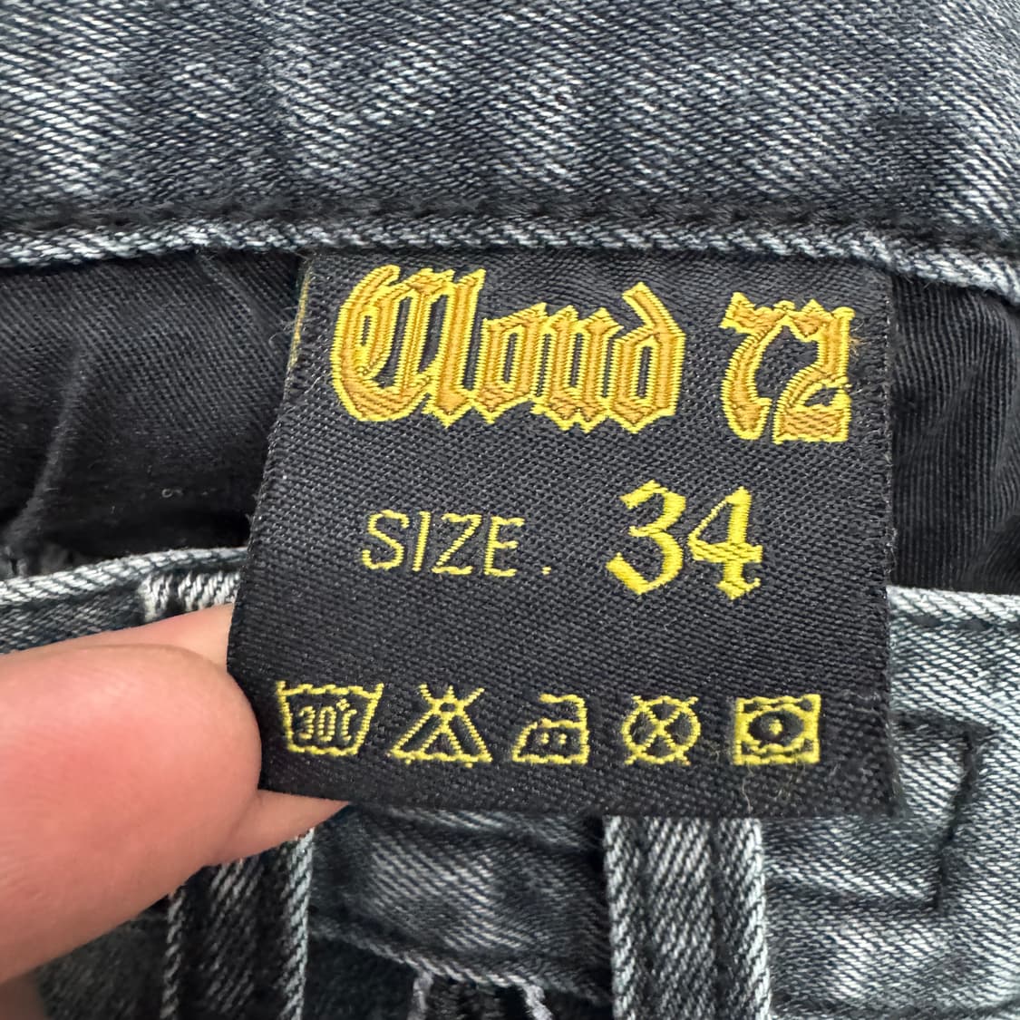 클라우드 72 스컬 해골 자수 새깅 락 펑크 바이커 데님팬츠 상품이미지9