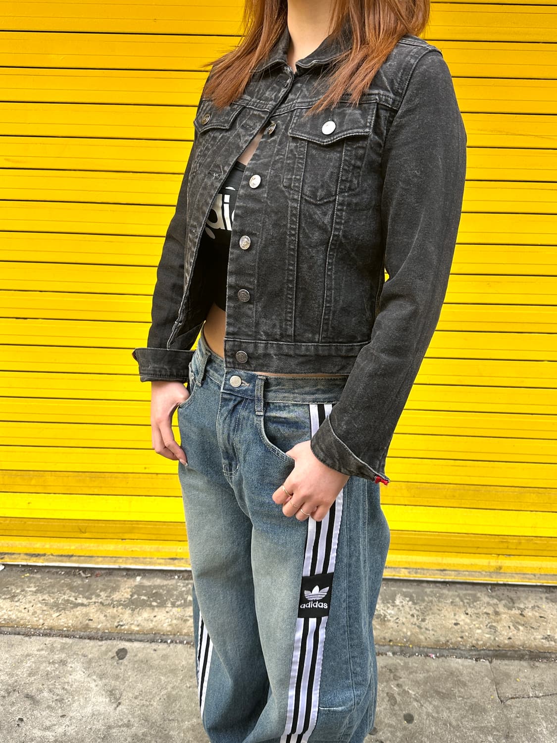 컷팅 삼선줄 커스텀 데님 팬츠 상품이미지5