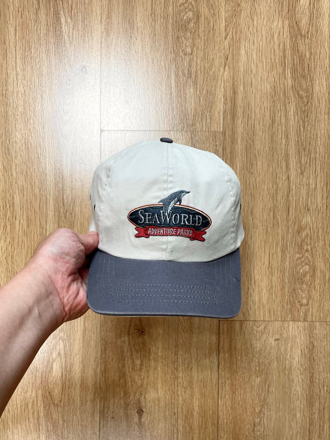 택포) USA Sea World 씨월드 자수로고 빈티지 투톤 볼캡 모자 상품이미지1
