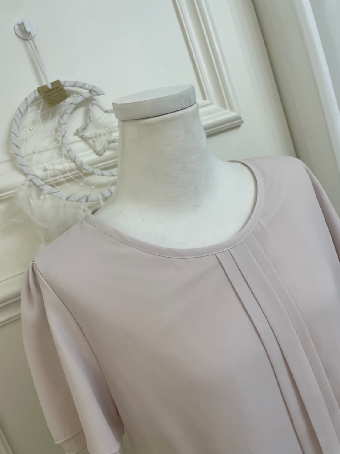 sheer pink pleats point basic blouse 상품이미지7
