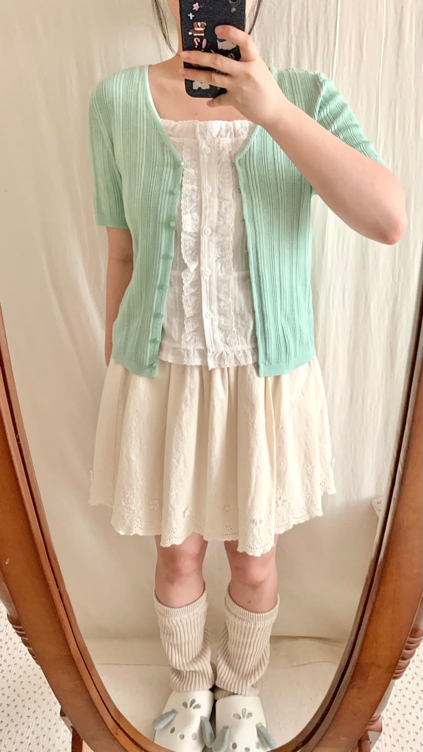 민트 니트 반팔 가디건 상품이미지6