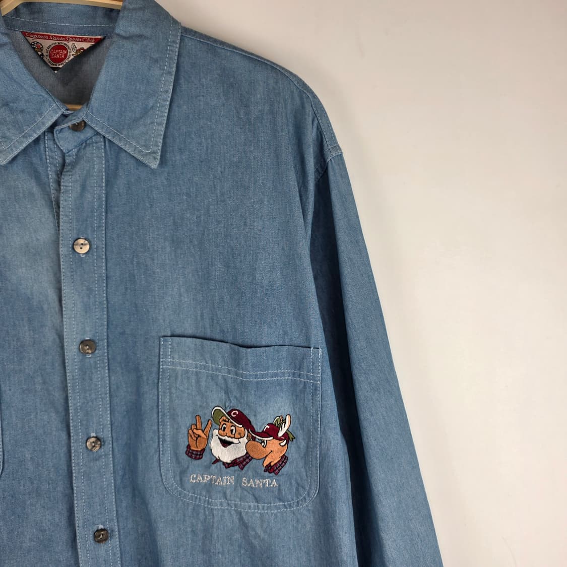 캡틴산타 샴브레이 자수 남방 상품이미지3
