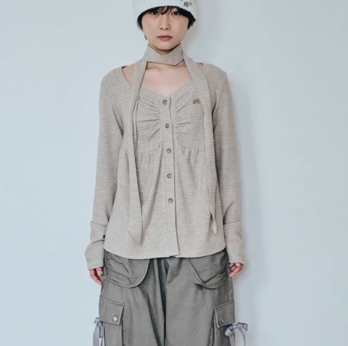 허그유어스킨 베이비돌 가디건 허그유어스킨 니트 브라운 상품이미지2