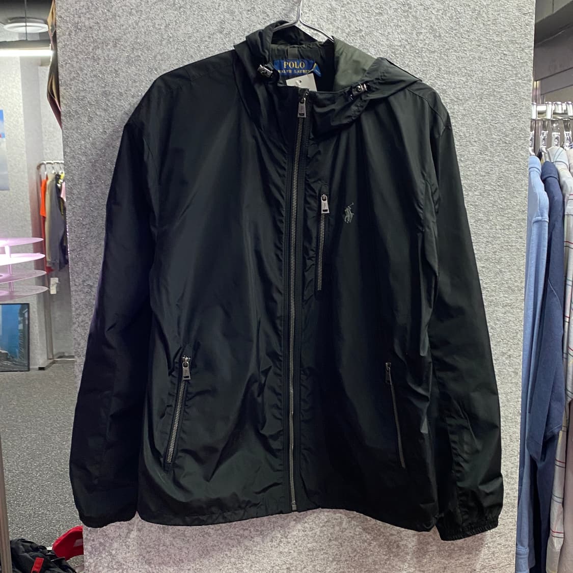 폴로 랄프로렌 포니로고 블랙 후드 바람막이 폴리 자켓 B4037 상품이미지2