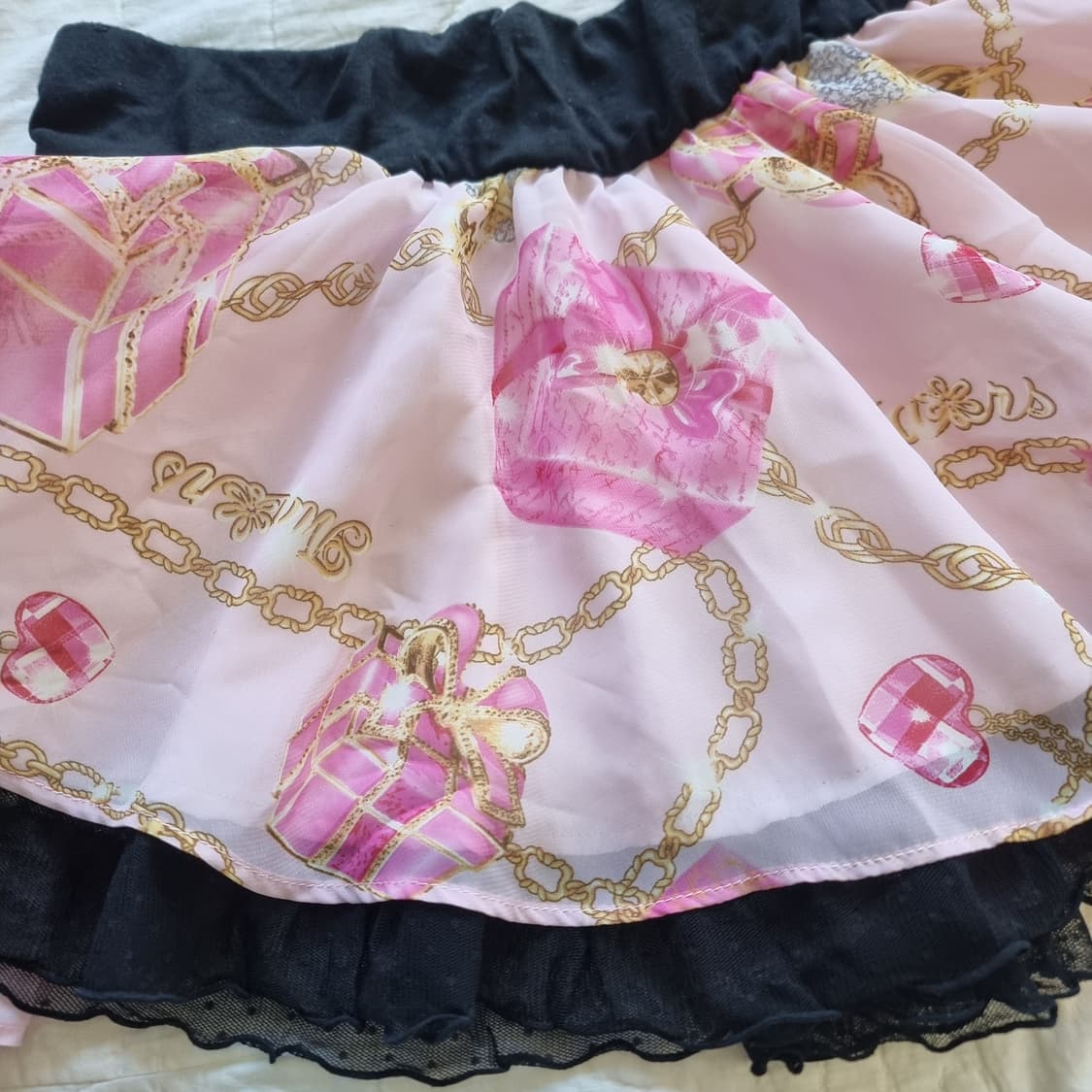 MARS 마즈 핑크 쥬얼리 박스 리본 튜닉 + 프릴 스커트 세트 상품이미지7