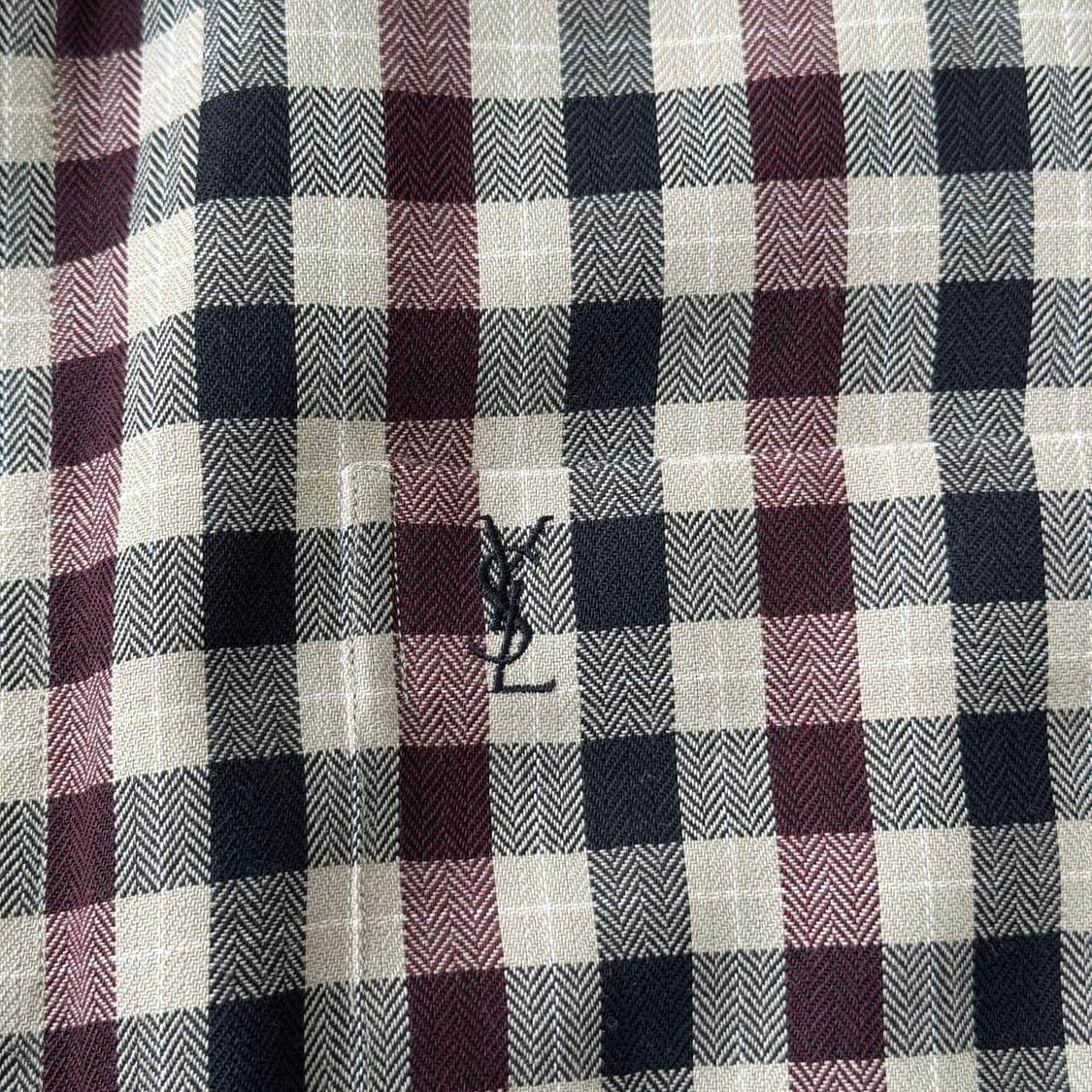 입생로랑 빈티지 블랙베이지 배색 체크셔츠 100 상품이미지3