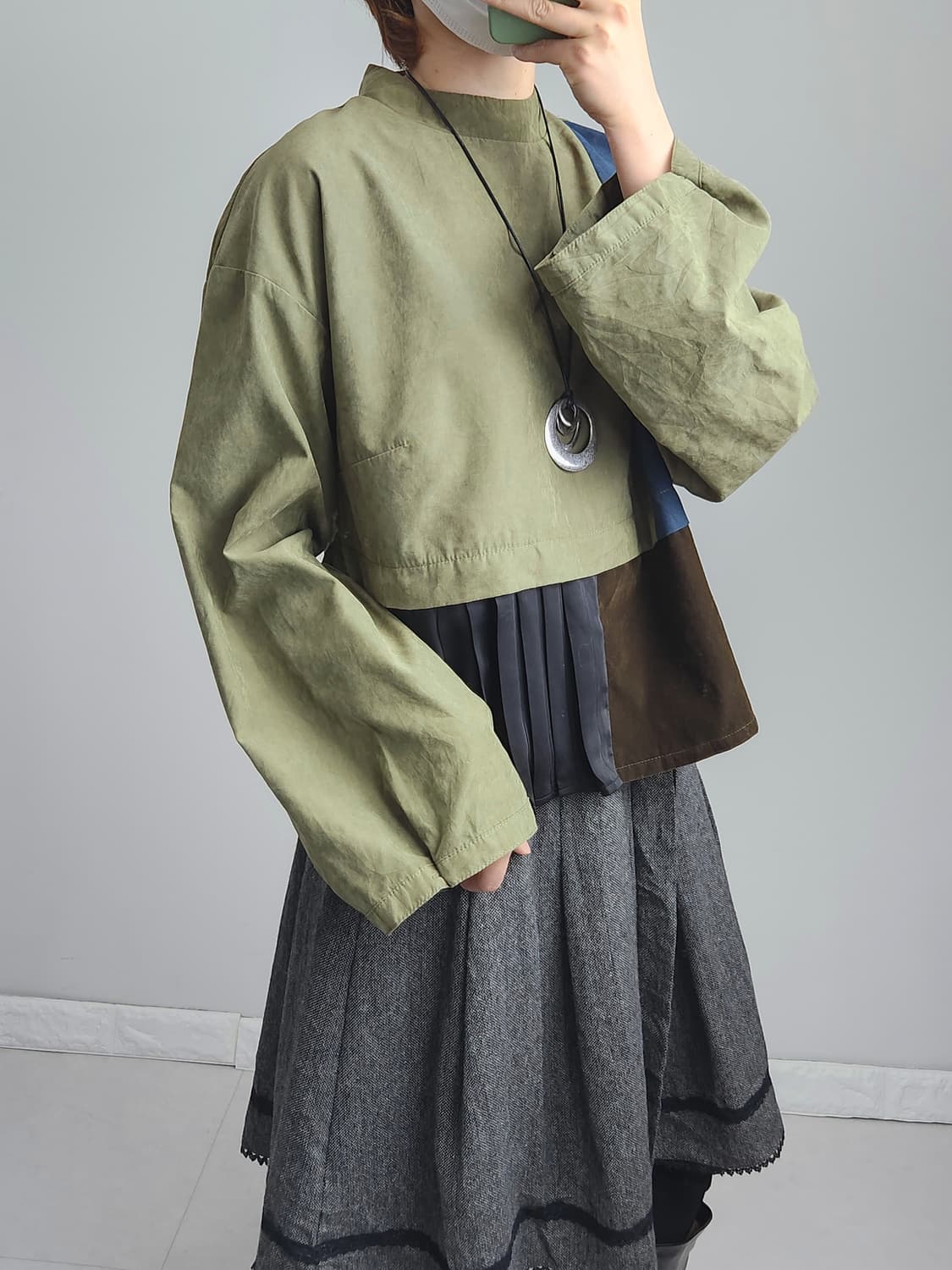 레이어드 플리츠 블라우스 상품이미지4