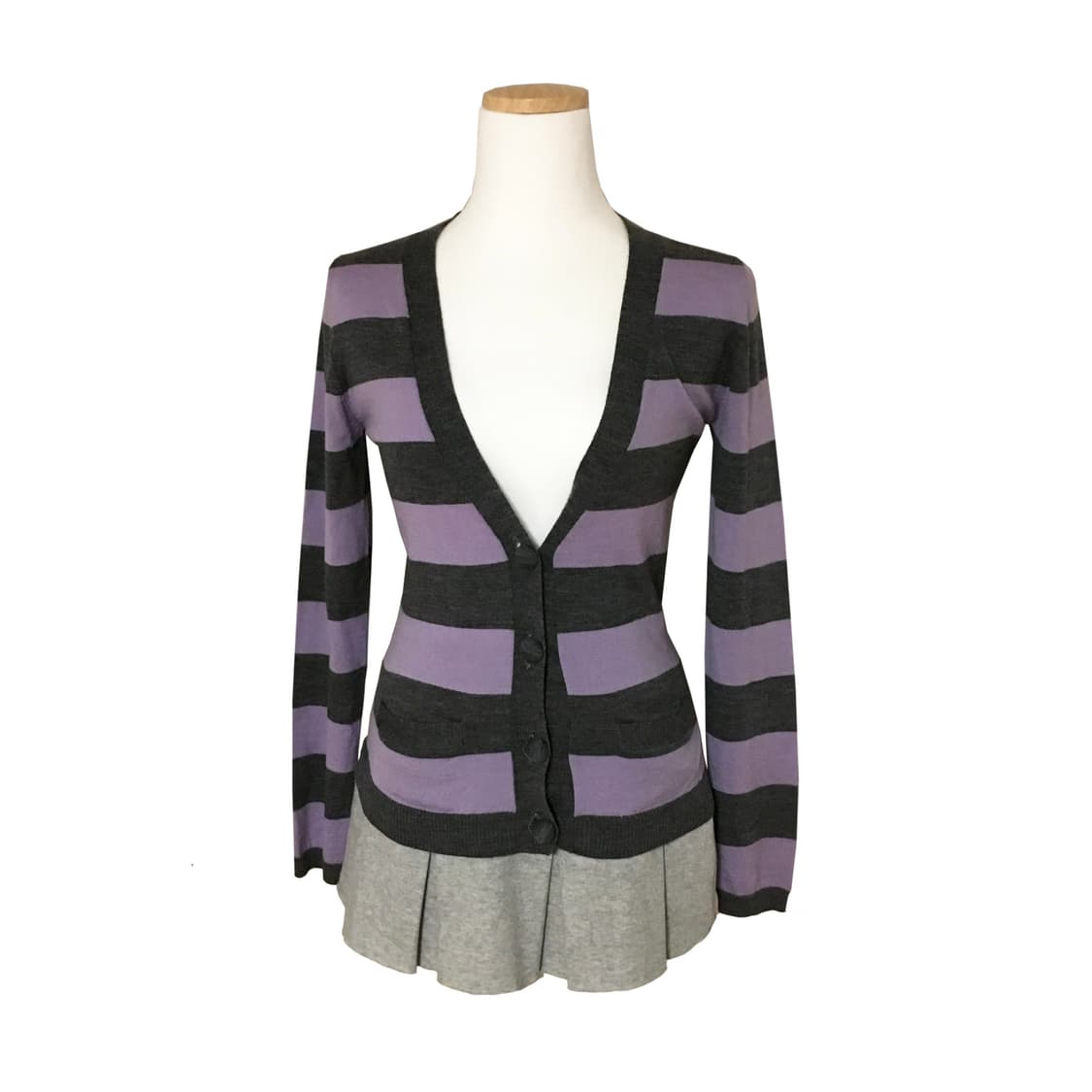 퍼플그레이 스트라이프 가디건 상품이미지1