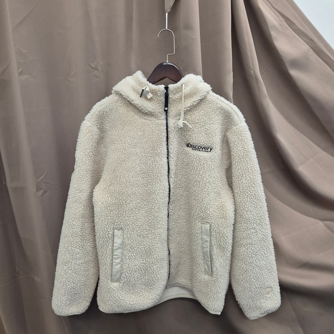 디스커버리 아이보리 후리스 후드 집업 100 상품이미지1