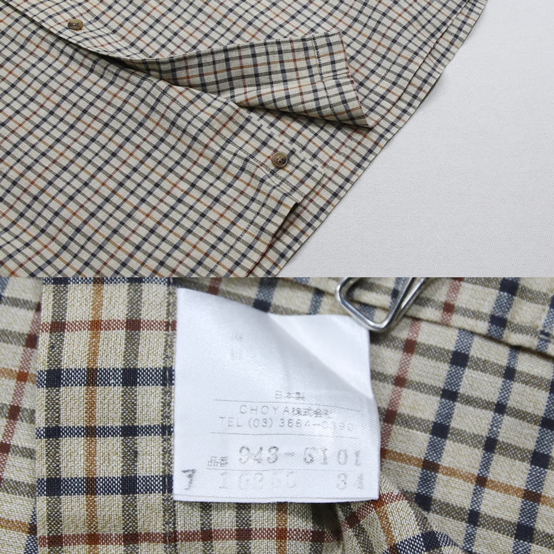 (착용컷) DAKS 린넨 체크 셔츠 (남성용 98) 상품이미지7