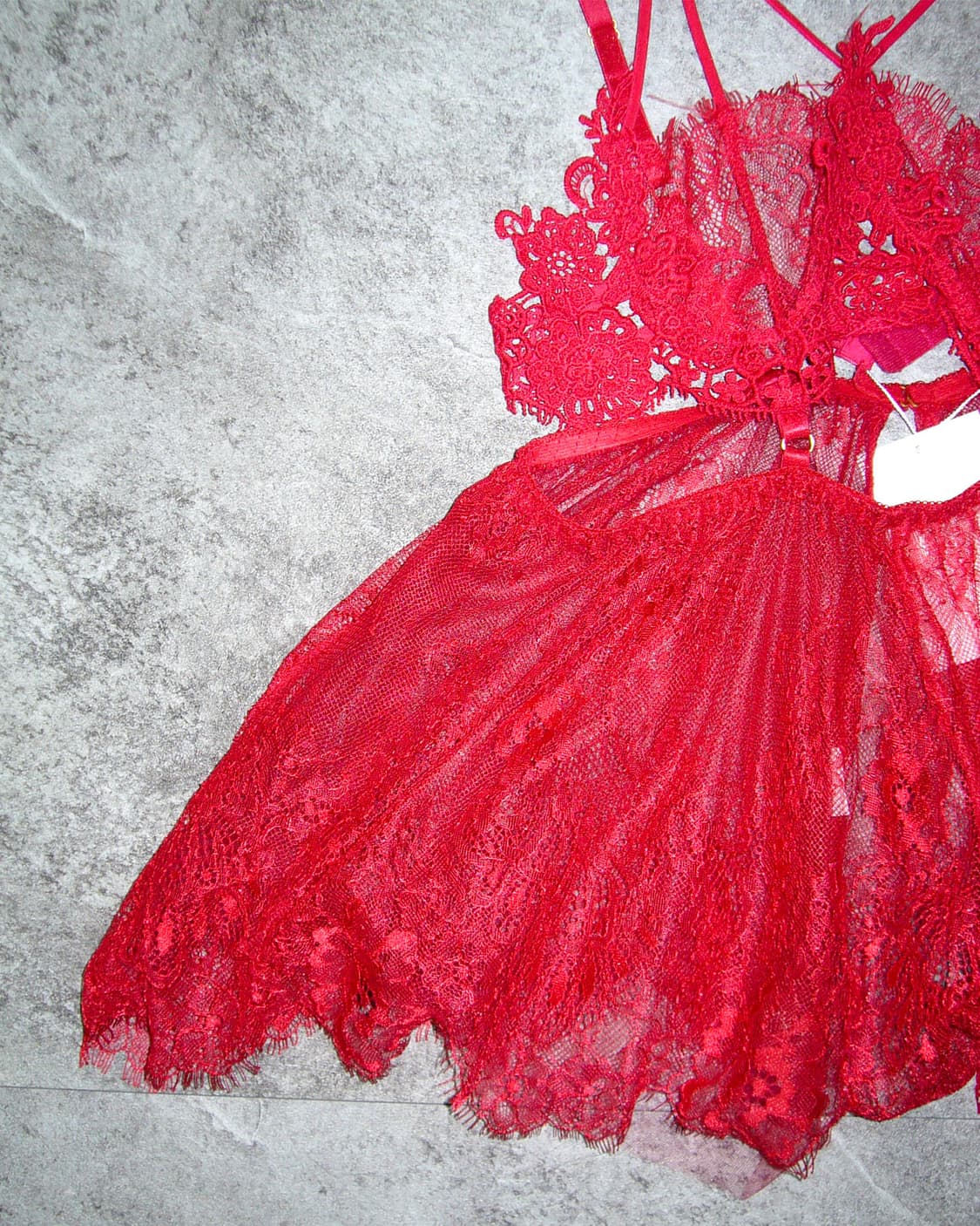 Red Lace Slip Dress 상품이미지4