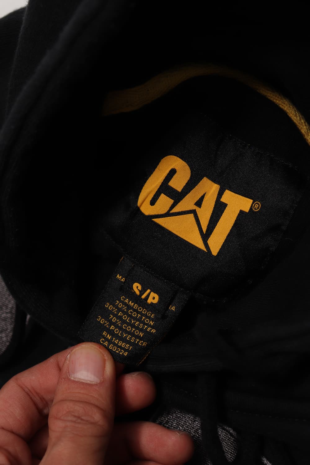 CAT 헤비 블랙 후드 티셔츠 size S 상품이미지4