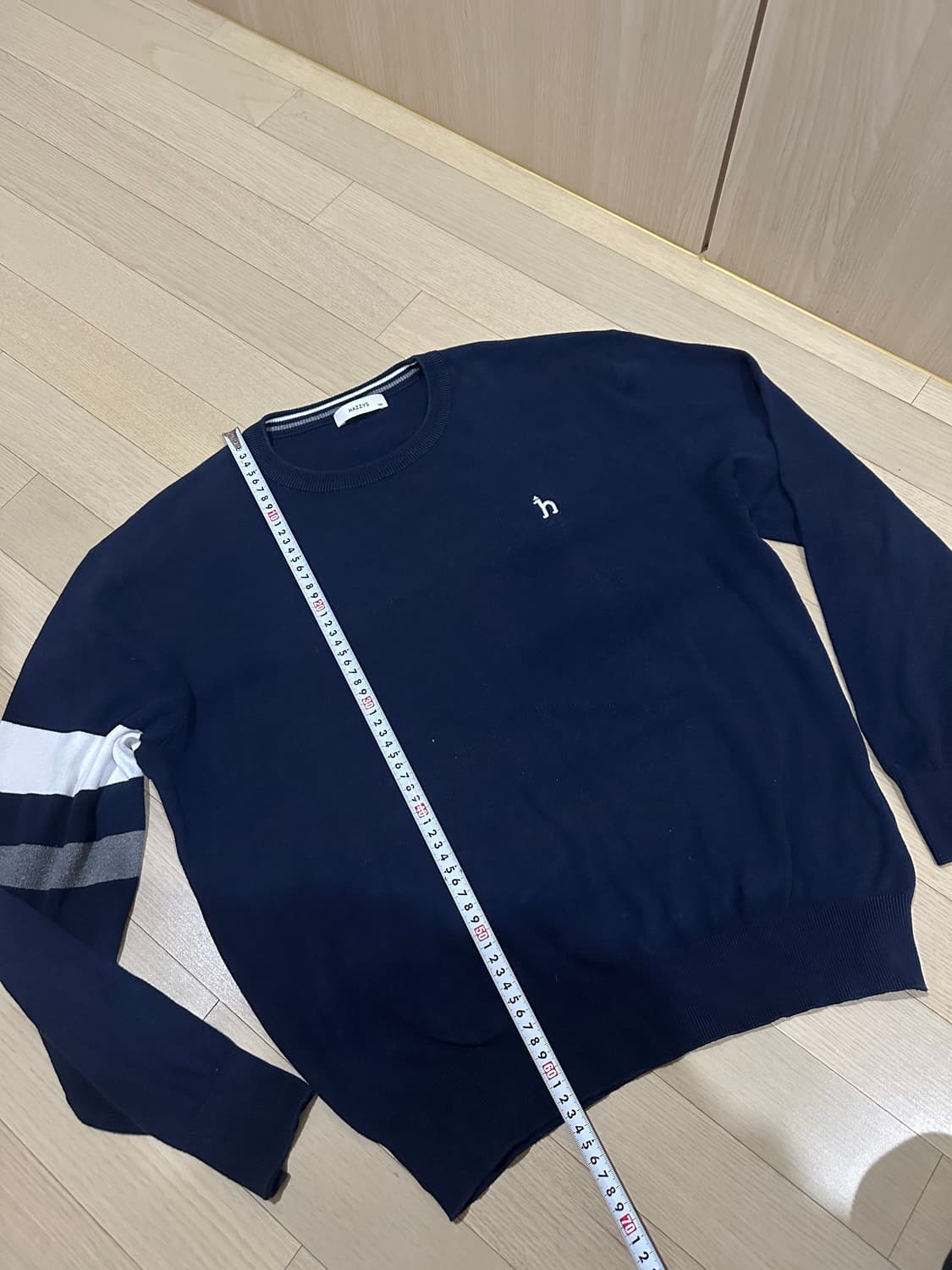 헤지스 얇은 긴팔 면 니트 105 네이비 상품이미지2