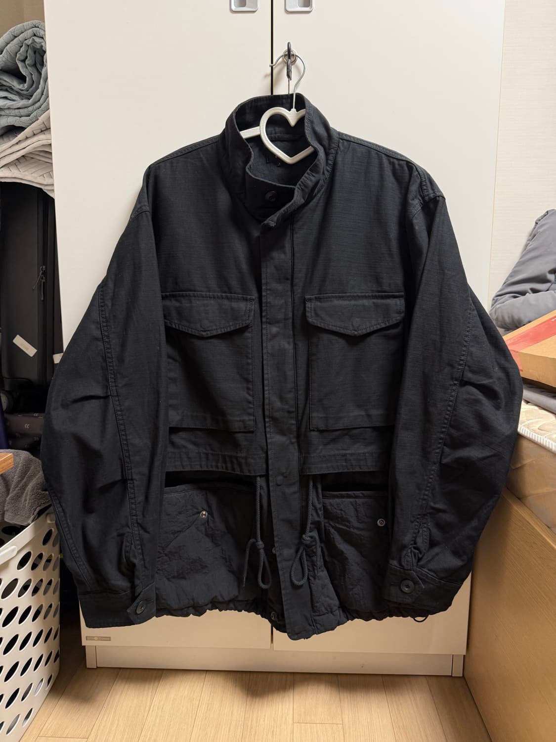 [L] 빔즈 와이드핏 백사틴 레이어드 M-65 블루종 상품이미지3