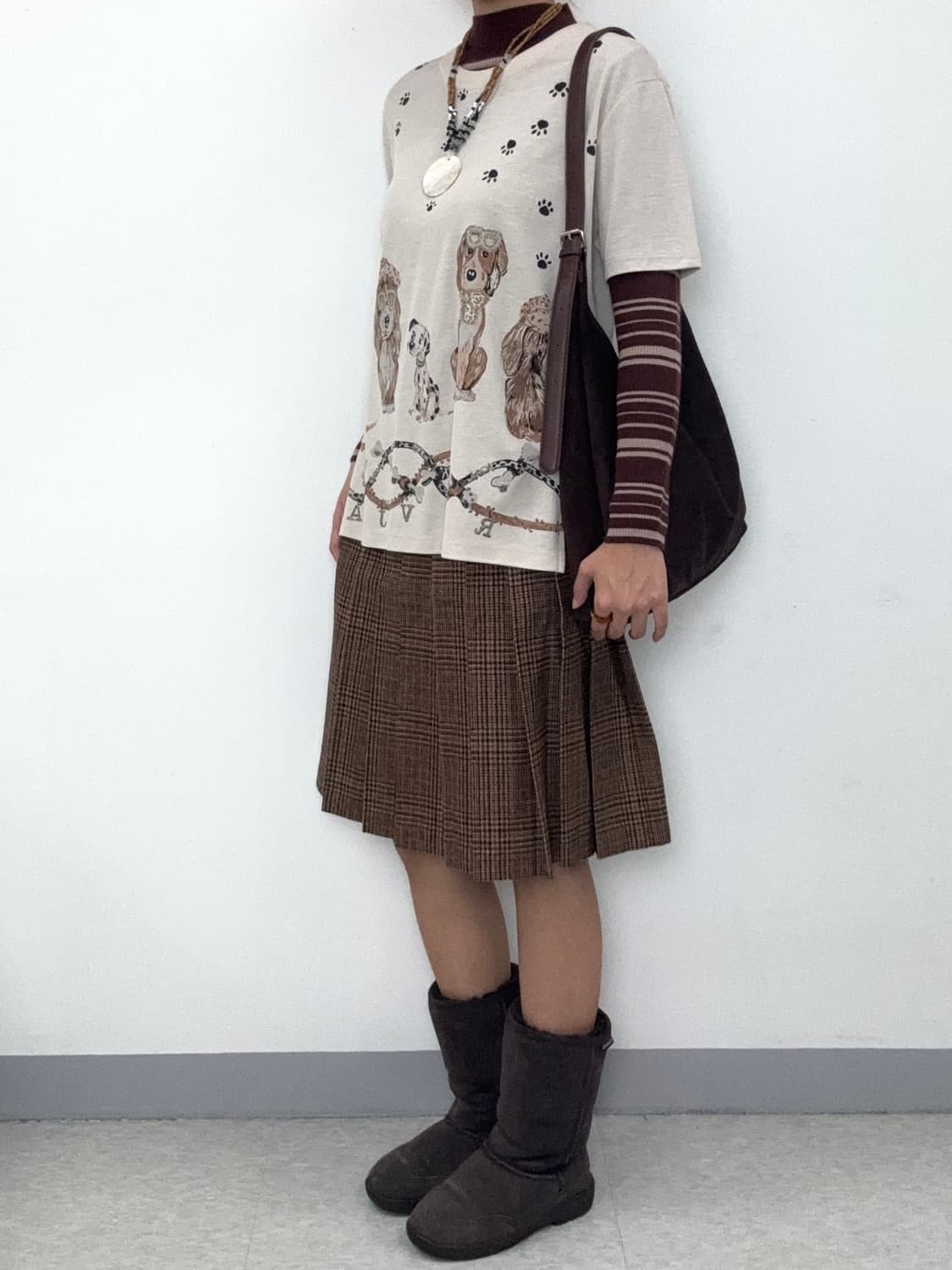 빈티지 브라운 플리츠 울 스커트 상품이미지5