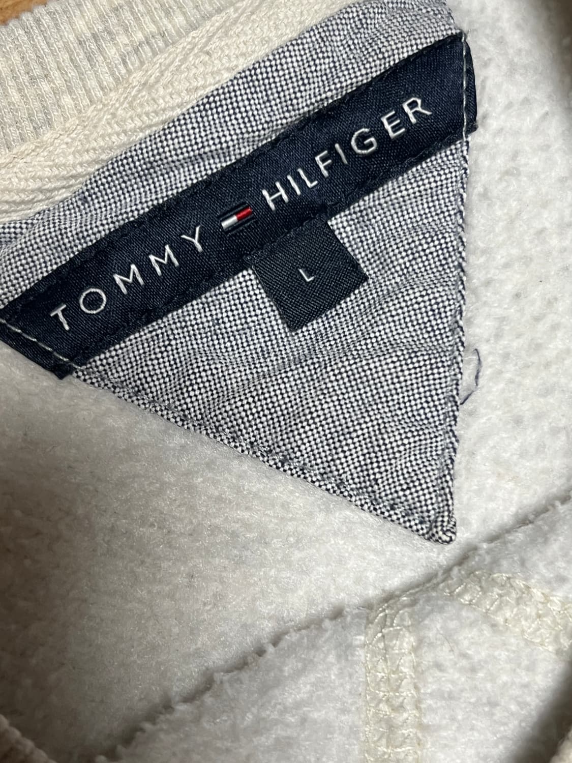 타미힐피거 기모 맨투맨 L 멜란지 아이보리 상품이미지5