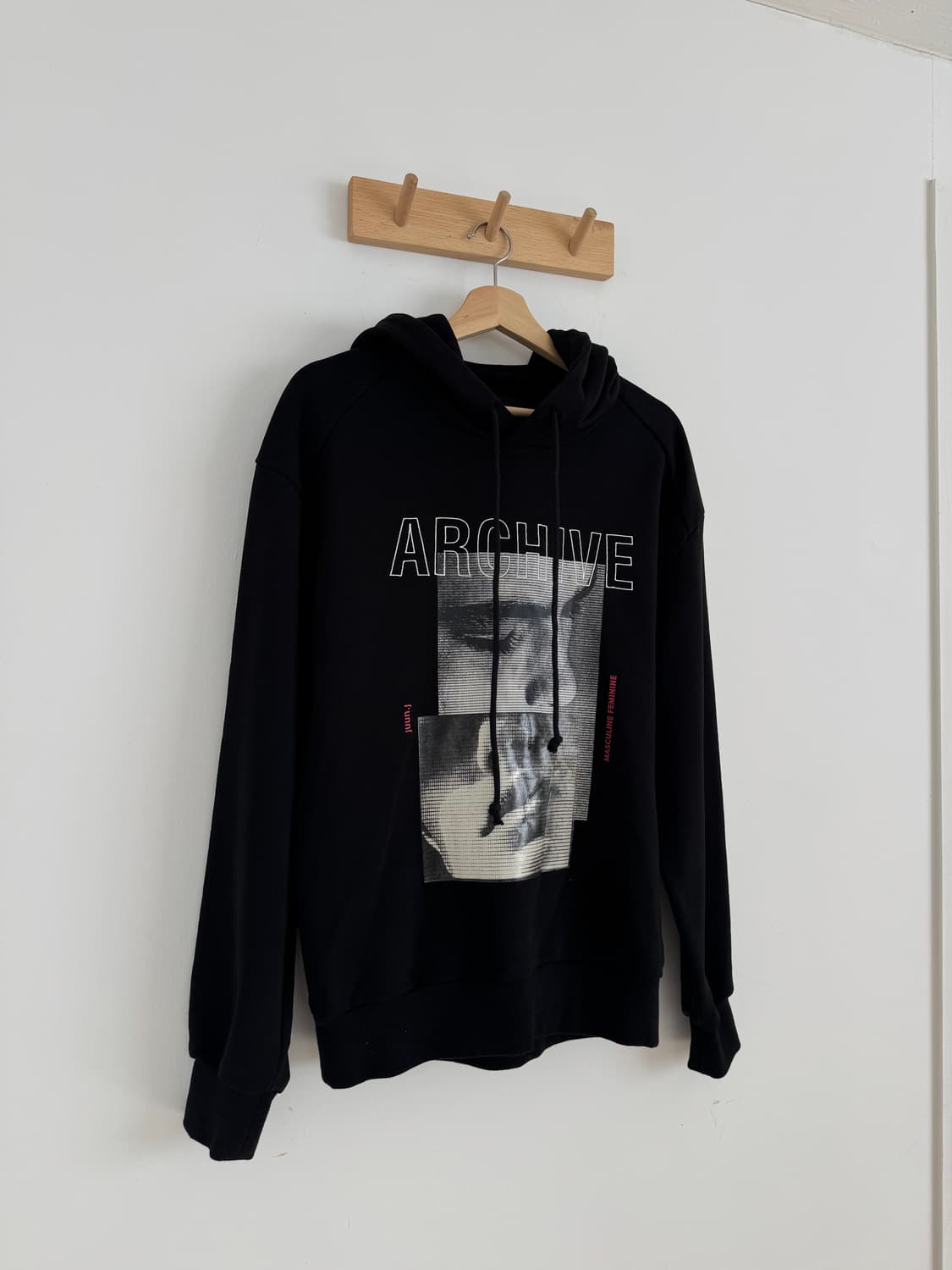 준지 아카이브 프린팅 코튼 후드티 블랙 상품이미지2