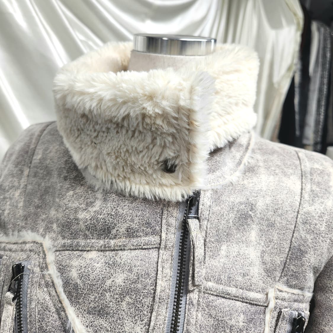 실버워싱 숏무스탕🔥 레어핏 시어링 자켓 상품이미지4