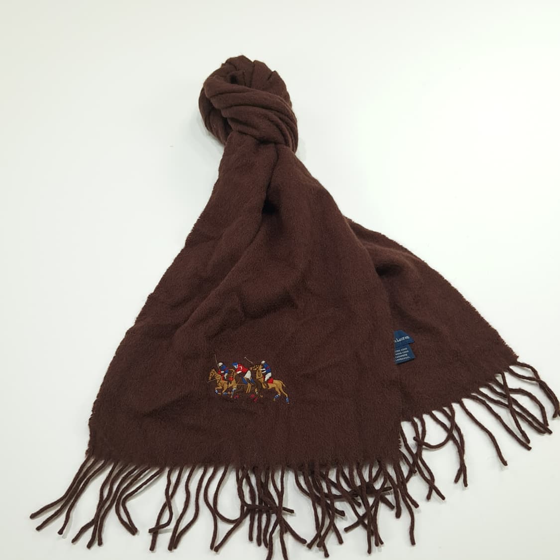 MX147 폴로 랄프로렌 브라운 빅포니 캐시미어 램스울 목도리 머플러 상품이미지2