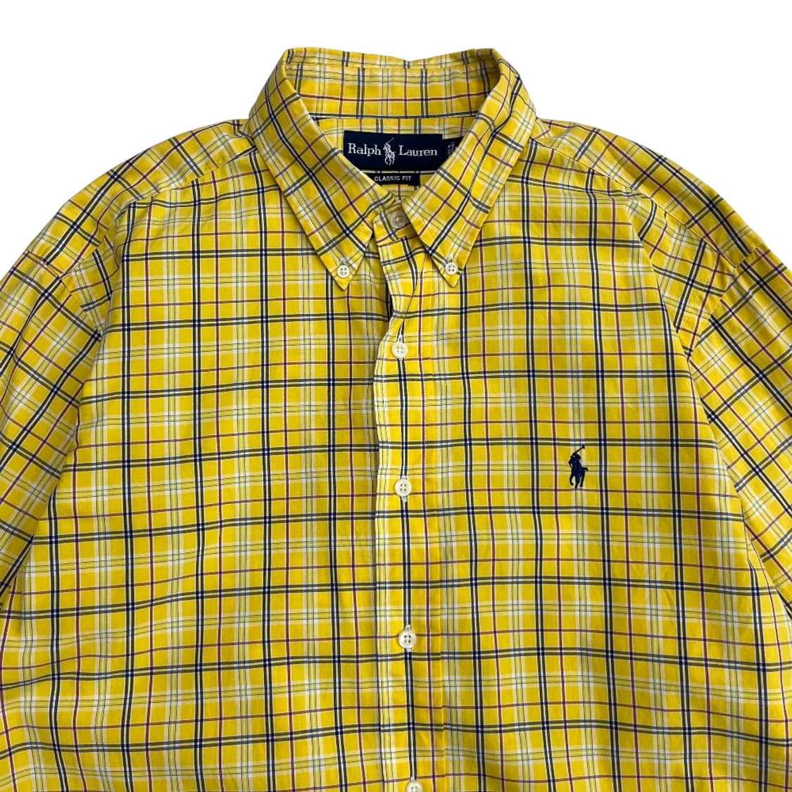 폴로 랄프로렌 네이비포니 옐로우 타탄체크 셔츠 L 상품이미지4