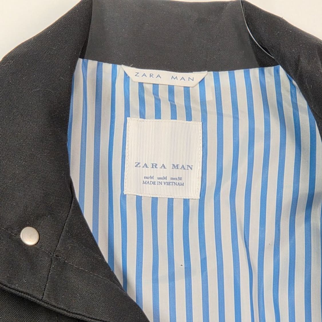 ZARA 맨 블랙 코튼 하이넥 밀리터리 필드 자켓 M 상품이미지7